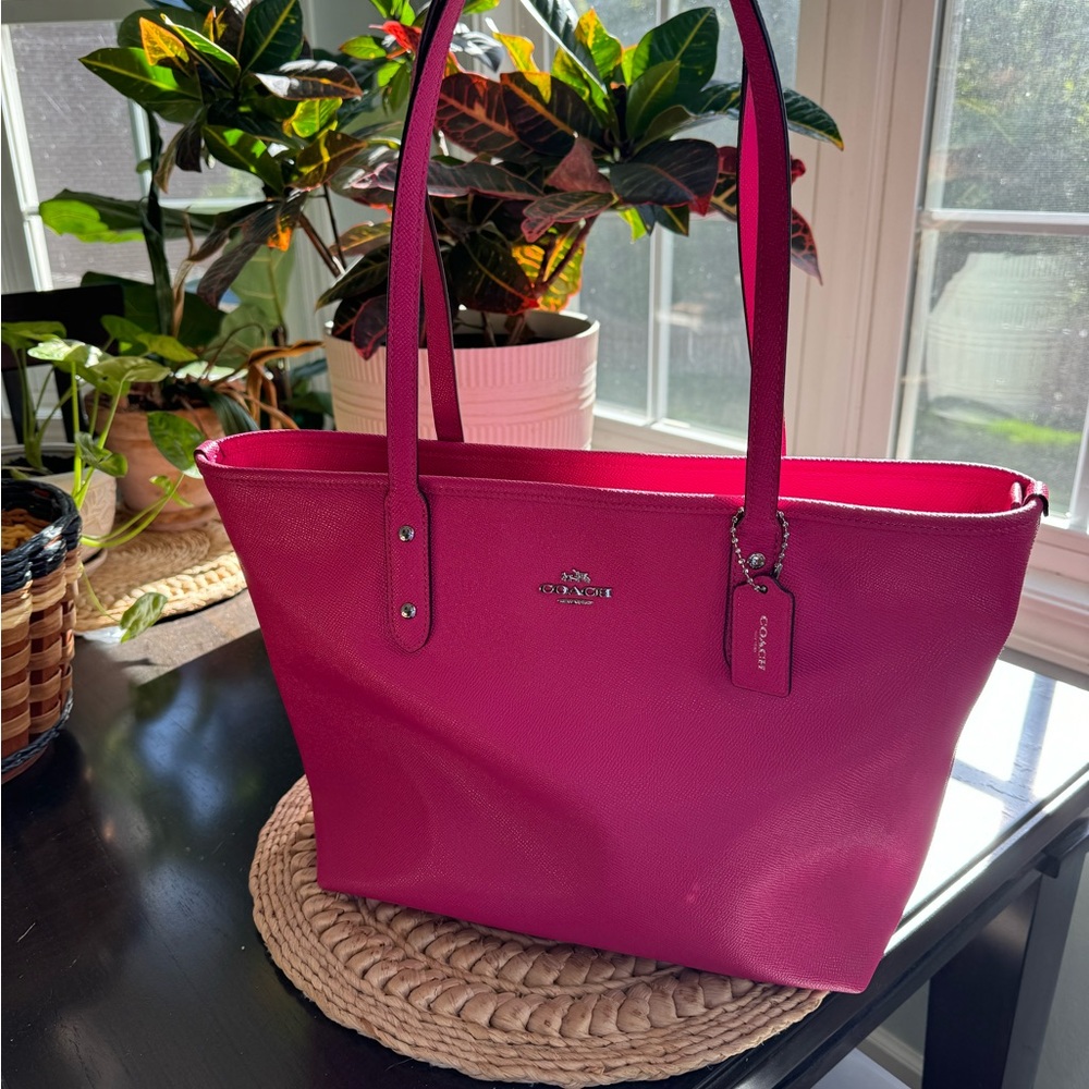 Coach Pink Leather Tote Bag